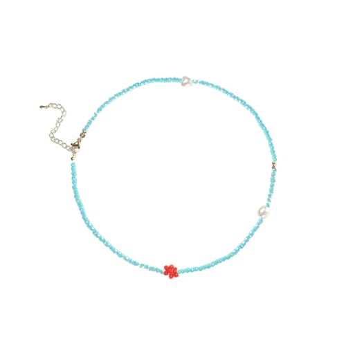 Healeved Kinderschmuck Halskette Glasperlen mit Blumenmotiv Dekorative Kette für Partys Besondere Anlässe Hautfreundliches Material Süßes und Modisches Design von Healeved