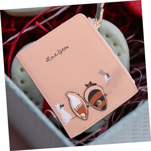 Healeved Kleine Damen Geldbörse Tiermotiv Münzfach und Kreditkartenhalter Stylisches Portemonnaie für Alltag Büro und Partys Leicht und Praktisch in Hellrosa von Healeved