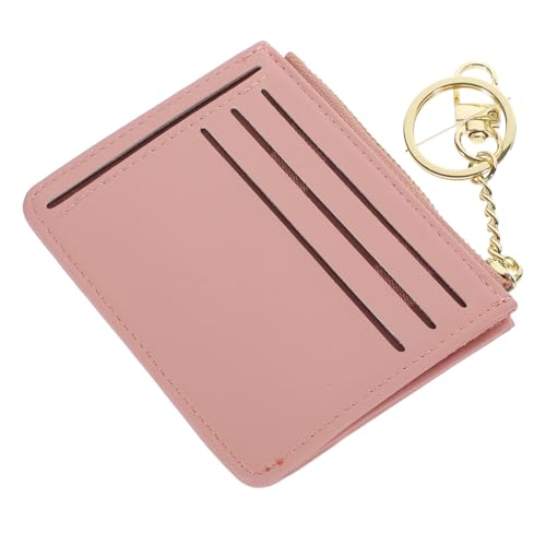 Healeved Kleine Damen Geldbörse mit Schlüsselanhänger Mehrlagiges Kartenetui Einfaches Portemonnaie Modische Mini Geldbörse für Frauen für Alltag und Reisen Rosa von Healeved