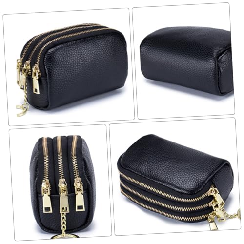 Healeved Kleine Münzbörse aus Echtem Rindsleder mit Reißverschluss Handliches Coin Pouch für Damen Praktische Geldbörse mit Schlüsselring Geräumiges Portemonnaie für Kleingeld und Karten von Healeved