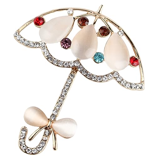 Healeved Kleiner Regenschirm Brosche mit Rhinestone Stilvolle Anstecknadel für Hut und Anzug Eleganter Schmuck für Frauen für Hochzeiten Geburtstagsfeiern und Tägliches Zufällige Farbe von Healeved