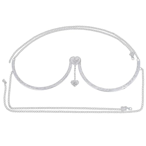 Healeved Strass Halterung Herz Anhänger Körper Kette Schmuck Für Frauen Mädchen Damen Tanzparty Kostümparty Geburtstag Geschenk von Healeved