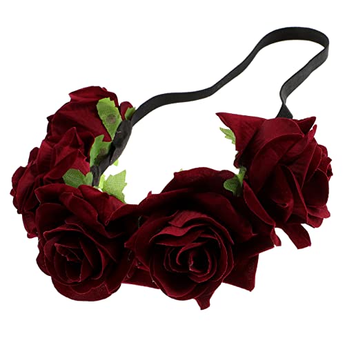 Healeved Rose Stirnband Floral Kopfschmuck 7cm Strand Blume Haarband Braut Kopfbedeckung Hochzeit Zubehör von Healeved