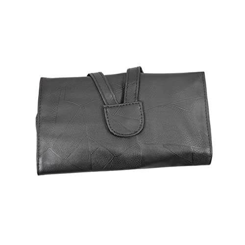 Healeved Kosmetik Pinsel Tasche Tragbare Make Up Organizer für Damen PU Material Schwarz 18 Pinsel Halter für Zuhause und Reisen von Healeved