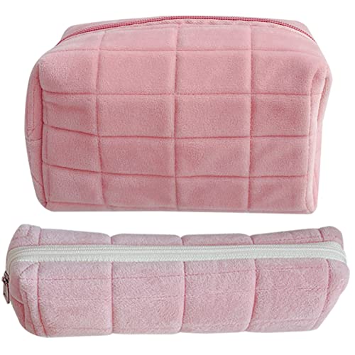 Healeved 2stücke Kosmetiktaschen Plüsch Make-up Beutel Mit Großem Fassungsvermögen Vielseitig Für Kosmetik Und Schreibwaren Für Und Alltag von Healeved