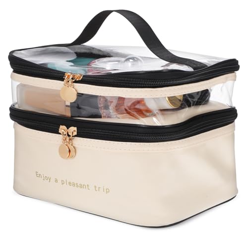 Healeved Doppellagige Transparente Reise-Kosmetiktasche Große Make-up-Aufbewahrungstasche Mit Reißverschluss Organizer Für Hautpflege Und Toilettenartikel Für Damen von Healeved