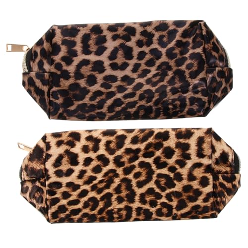 Healeved 2stücke Leopardenmuster Kosmetiktasche Reise-Make-up-Aufbewahrungstasche Großes Fassungsvermögen Tragbare Damen-Kosmetiktasche Make-up-Organizer Für Kosmetika Und von Healeved