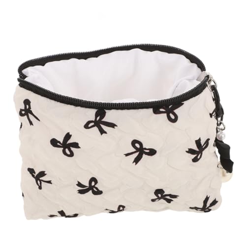 Healeved Schminktasche Für Damen Reise-kulturtasche Mit Schleifendesign Tragbare Kosmetiktasche Kleine Make-up-Tasche Für Reisen Aufbewahrungs-kulturtasche Mit Glattem Reißverschluss von Healeved