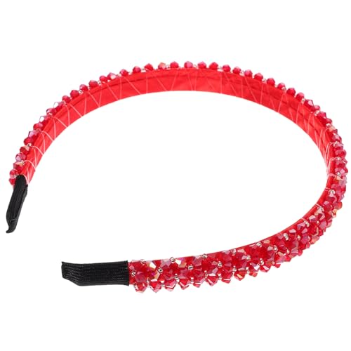 Healeved Kristall Stirnband Haarschmuck Kristall-Stirnband rotes Stirnband für Damen rotes Haarband Tiara Haargummi Stirnband Damen Stirnband rot Erwachsener Kopfbedeckung Diamant Braut von Healeved