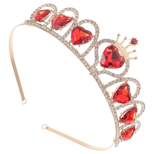Healeved Kristallbesetztes Rotes Herz Tiara Haarschmuck mit Strasssteinen Sicherer Haarreif für Braut und Hochzeit Eleganter Kopfschmuck für Besondere Anlässe und Festlichkeiten von Healeved