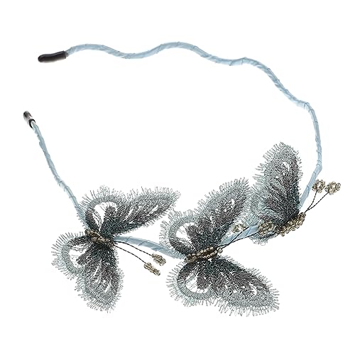 Healeved Kristallperlen Besticktes Elastisches Haarband mit Schmetterlingsdesign Wiederverwendbar Haarschonend für Damen und Mädchen Geeignet für Büro und Outdoor Blau von Healeved