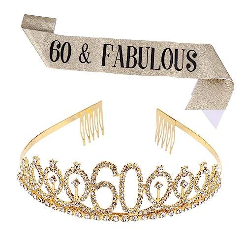 Healeved 1satz Geburtstagskrone Mit Schärpe Goldene Krone Und Eleganter Etiquette Belt Für Geburtstagsfeiern Für Mädchen Und Fröhliche Anlässe von Healeved