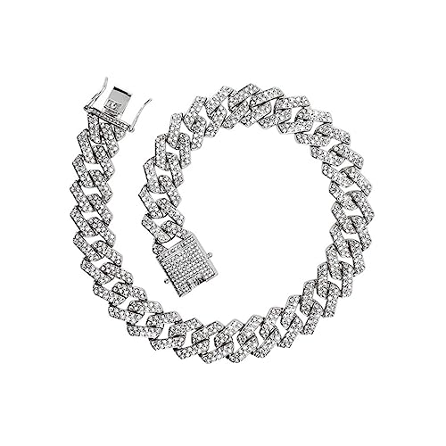 Healeved Kubanische Gliederkette Armband für Herren Damen mit Strasssteinen Langlebig Leicht Elegantes Hip Hop Vielseitig Kombinierbar von Healeved
