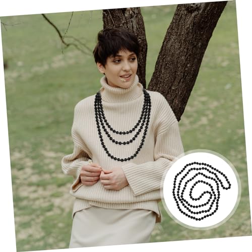 Healeved Lange Perlenkette Damen Imitation Perlen Schmuck Pulloverkette für Pullover Dekoration Schwarz Leicht und Komfortabel von Healeved
