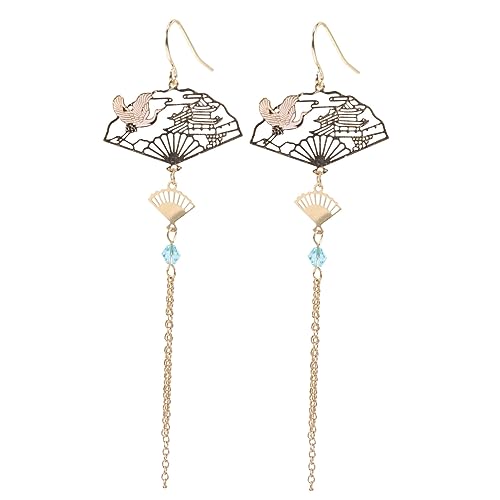 Healeved Lange Quasten Ohrringe Damen Fan Design Hohle Ohrhänger Schmuck Für Alltag Party Hochzeit von Healeved