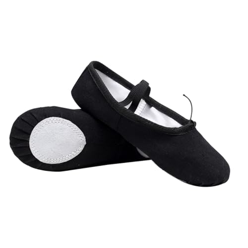 Healeved Leichte Atmungsaktive Ballettschuhe mit Rutschfester Sohle Elastischem Band Flexible Gymnastikschläppchen für Yoga Ballett Modern Dance und Tanztraining Schwarz von Healeved