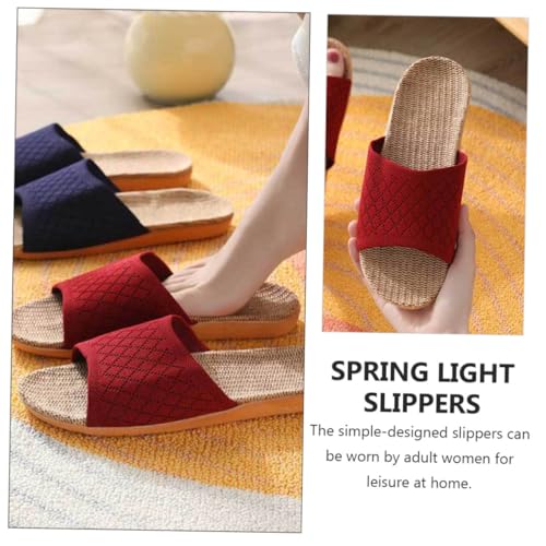 Healeved Leichte Atmungsaktive Leinen Hausschuhe für Frühling und Sommer Rutschfeste Bequeme Indoor Slipper mit Feuchtigkeitsabsorbierendem Material Einfacher Stil Geeignet für Damen und von Healeved