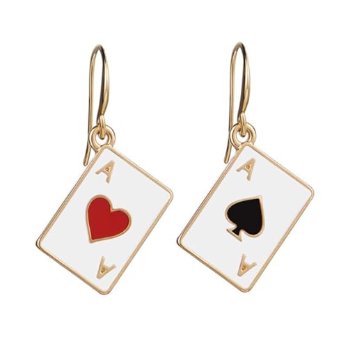 Healeved Leichte Dangle Ohrringe für Damen Goldbeschichtete Pokerkarten Ohrhänger Modischer Schmuck Trendige Rote Herz Schwarze Pik motive für Frauen und Teens Healeved Leichte Dangle Ohrringe für Damen Goldbeschichtete Pokerkarten Ohrhänger Modischer Schmuck Trendige Rote Herz Schwarze Pik motive für Frauen und Teens von Healeved