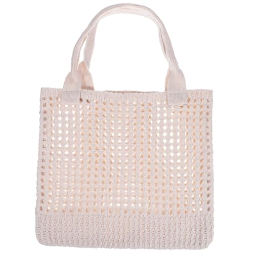 Healeved Leichte Häkel Strandtasche Damen Schultertasche aus Robustem Polyestergewebe Schlichte Einfarbige Gewebte Umhängetasche mit Modischem Lochmuster Vielseitig für Alltag und Strand von Healeved
