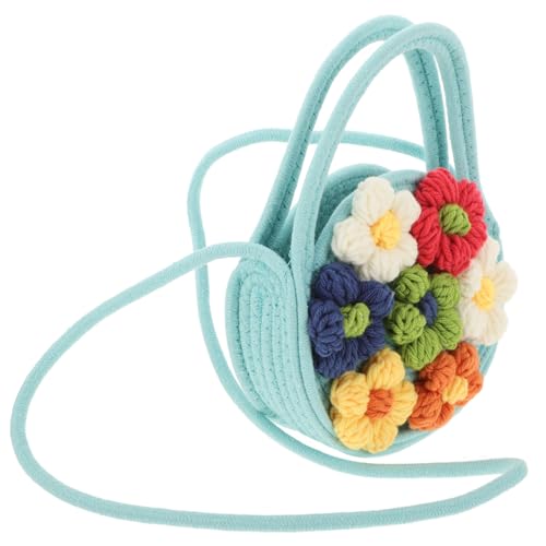 Healeved Leichte Langlebige Baumwollseil Strandtasche Damen Gewebte Schultertasche mit Blumenmotiv Vielseitig Tragbar für Sommer Urlaub und Alltag Geräumige Umhängetasche in Grün von Healeved