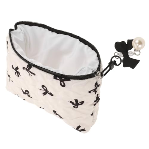 Healeved Leichte Tragbare Kosmetiktasche für Frauen mit Stilvollem Schleifendetail Multifunktionale Make up aufbewahrung Kompakt und Elegant als Reise kulturbeutel und Beautycase von Healeved