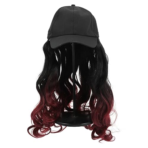 Healeved Long Curly Wig Hat Einteilig Synthetische Haarverlängerung Hüte Damen Atmungsaktiv Natürliches Aussehen Komfortabel Strapazierfähig von Healeved