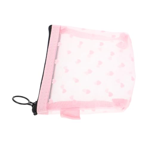 Healeved Love Storage Bag Kosmetiktasche Netz-Reisetaschen Mini-Reisetasche Kleiner Geldbeutel-Organizer Mesh Organizer -Taschen Mini-Make-up-Tasche Nylongewebe Rosa von Healeved