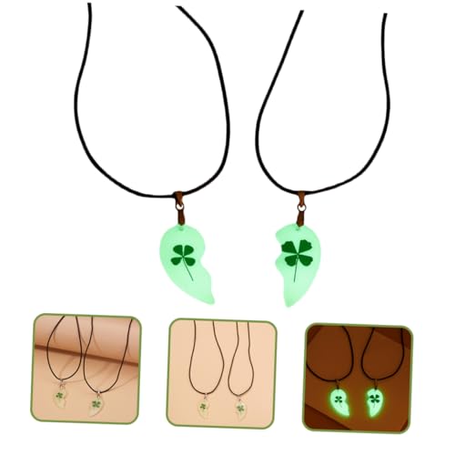 Healeved Luminous Vierblättriges Kleeblatt Halskette mit Getrockneten Blumen Anhänger Handgefertigte Kette für Damen und Leuchtend Elegantes Schmuckstück für Valentinstag und Besondere von Healeved