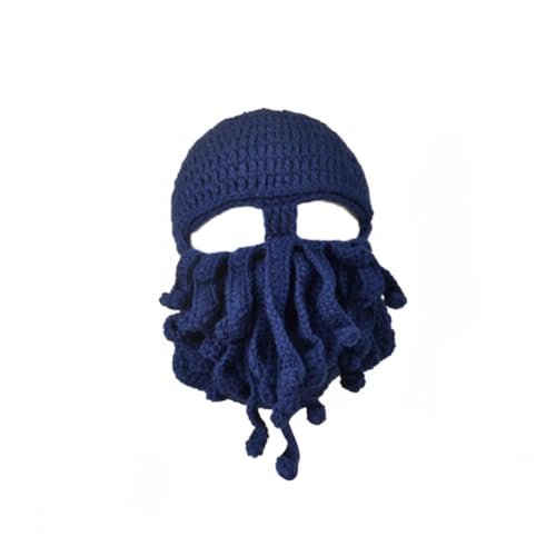 Healeved Lustige Handgemachte Oktopusmütze Aus Wollmaterial Strickmütze Mit -design Beheizbare Maskenmütze Für Unisex Marineblau von Healeved