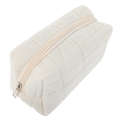 Healeved Mäppchen Schreibwaren Stiftbeutel Taschen Fall Bleistifthaltertasche große Bleistifttasche mit Reißverschluss Bleistift-Make-up-Tasche Trendige Kosmetiktasche Linter Weiß von Healeved