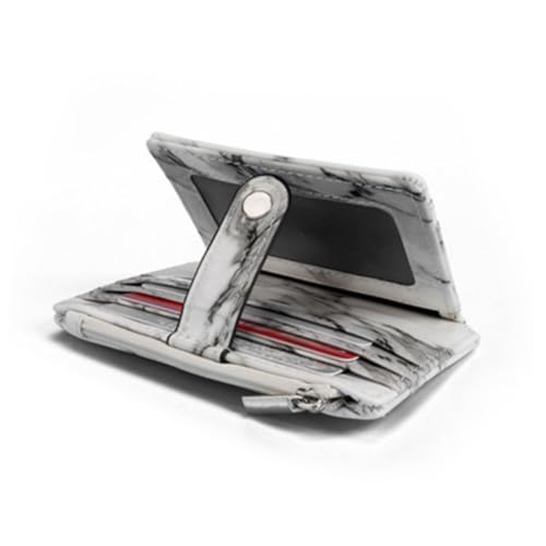 Healeved Mehrfachfach Kartenetui mit Marmor Design Kleines Portemonnaie mit Münzfach und Druckknopfverschluss Kompakter Geldbeutel für Damen und Herren Sicherer Kartenhalter für Alltag und von Healeved