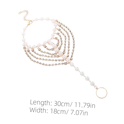 Healeved Fußkettchen Perlen Und Strasssteinen Verstellbar Für Damen Baumelndes Fußschmuck Anhänger Und Zehenring Für Strand Und Hochzeit von Healeved