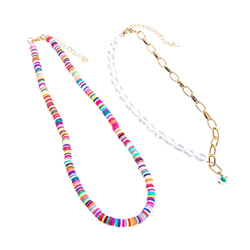 Healeved Mehrschichtige Boho Perlenkette Bunte Schmuckstücke Choker aus Polymer Hautfreundlich Langlebig für Mädchen Strandlook von Healeved