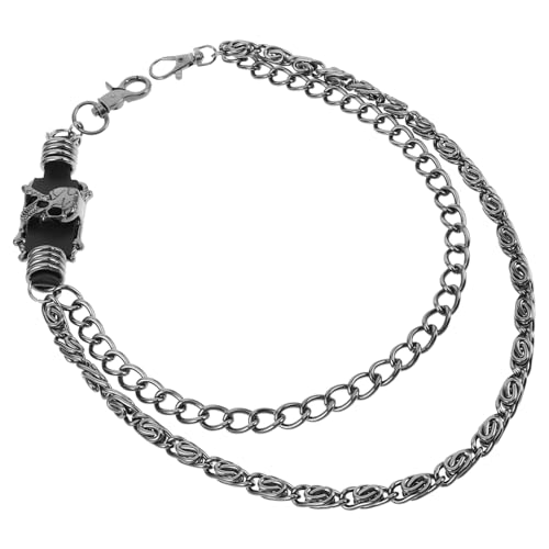 Healeved Metallhose Kette Punk Gürtel Hosenkette Unisex Hip Hop Jeans Gürtelkette mit Gothic Totenkopf Design für Damen Herren Modisches Accessoire von Healeved