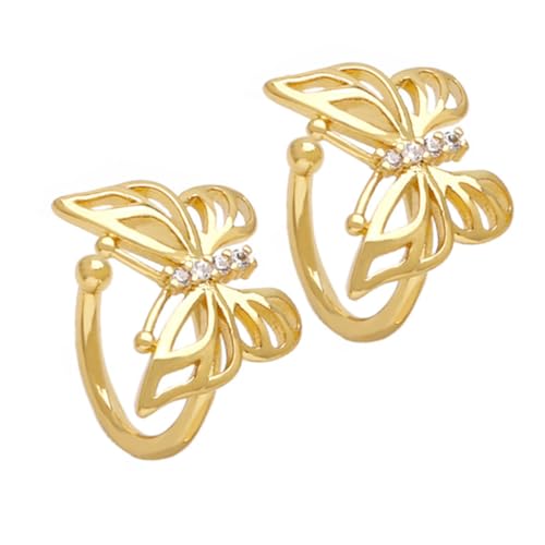 Healeved Metallic Schmetterling Ohrclips Damen Ohrmanschetten Punk Stil Leicht Komfortabel Nicht Piercing Für Alltag Party von Healeved