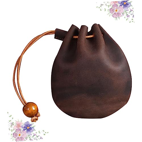 Healeved Kleinledertasche Mini Geldbeutel Vintage Münzbeutel Multifunktionale Schlüssel Wechselbörse Kaffee von Healeved