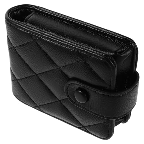 Healeved Mini Make-up-Tasche Damen mit Spiegel Gestepptes Schwarzes Kosmetiketui für Lippenstift und Essentials Kompakte Tragbare Reise-Make-up-Tasche für Unterwegs von Healeved