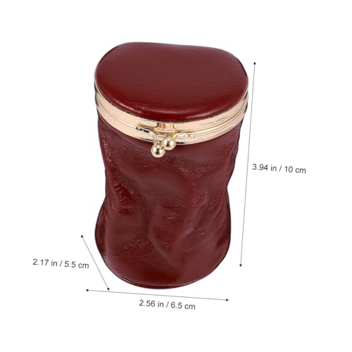 Healeved Mini Make up Tasche aus Echtem Leder mit Spiegel Tragbare Retro Kosmetiktasche für Lippenstift und Parfüm Elastisch Kompakt Sicherer Verschluss Aufbewahrung für Damen Unterwegs von Healeved