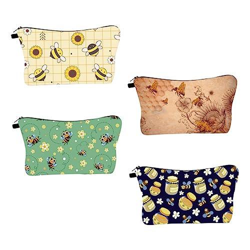 Healeved 4stücke Teiliges wasserdichte Bienenmuster Kosmetiktasche Multifunktionale Toilettentaschen Für Aufbewahrung Von Kosmetik Und Pflegeartikeln Für Damen Und Mädchen von Healeved