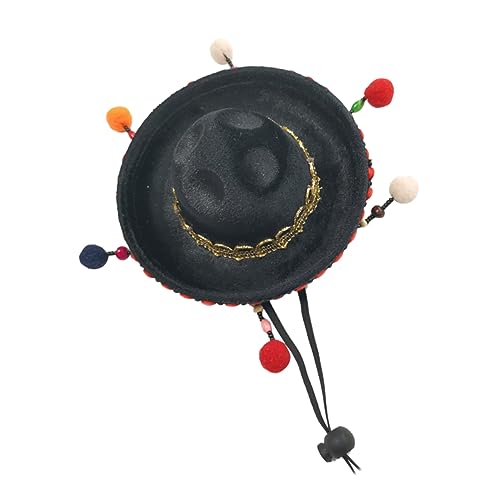 Healeved Mini Mexiko Haarball Hut Lustiger Boho Kopfschmuck für Karneval Kostümparty Fotoshooting mit Kinnriemen Leicht Farbecht Deformationsbeständig für Lebhafte Feiern von Healeved
