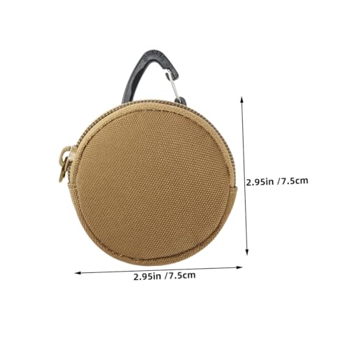 Healeved Mini Rundes Schlüsseletui mit Reißverschluss Kompakter Organizer für Schlüssel Münzen und Kopfhörer Tragbare Kleine Geldbörse mit Karabiner für Handtasche und Reise Khaki von Healeved