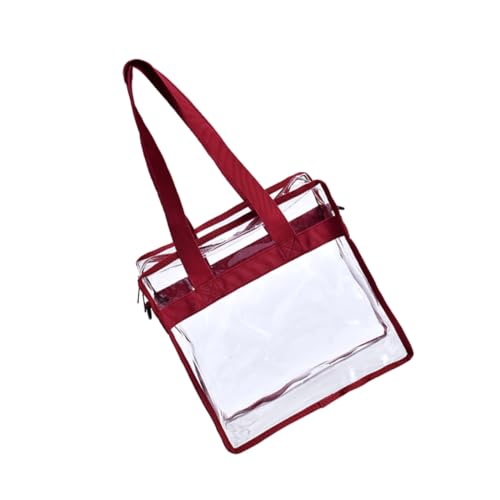 Healeved Modische Pvc-handtasche Damen Schultertasche Transparent Große Kapazität Sommer Strand Arbeit Freizeit Tasche Rot von Healeved