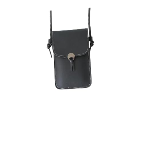 Healeved Modische Umhängetasche Damen Kleine Schultertasche Handyfach mit Sichtfenster Verstellbar für Alltag und Freizeit Schwarz von Healeved