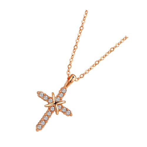 Healeved Modischer Kreuzanhänger Halskette für Damen Zirkonia Rosegoldene Kette Perfektes Muttertag für Besondere Anlässe Vielseitig Tragbar von Healeved