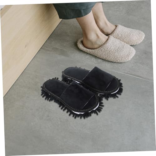 Healeved Mop Slippers mit Chenille anti rutschsohle Offene Zehen Rutschfeste Hausschuhe für Bodenreinigung Unisex Winter hausschuhe Bequem für Fußgrößen Praktische Wischmopp slipper von Healeved
