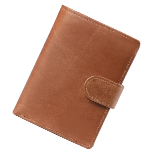Healeved Multifunktionale Herren Brieftasche aus echtem Material mit RFID Schutz Vintage Design Großer Kapazität Multi Kartenhalter Leichter Brauner Geldbeutel für Münzen und Dokumente von Healeved