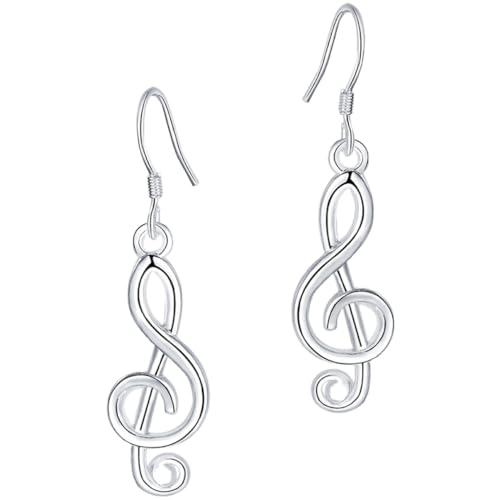 Healeved Musiknoten Ohrstecker Damen Modischer Schmuck Leicht und Angenehm Langlebig Elegantes Design Individuelles Statement Accessoire Weißgold von Healeved