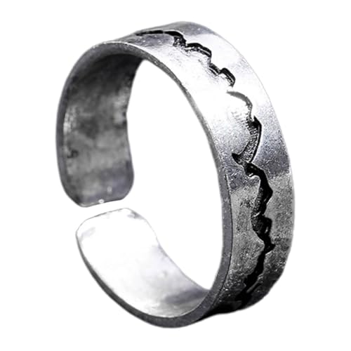 Healeved Nachtleuchtender Verstellbarer Finger Ring mit Crack Design Modischer Bläulich grüner Schmuck Stilvoller Vintage Silberring für Damen und Mädchen Einzigartiges Accessoire für von Healeved