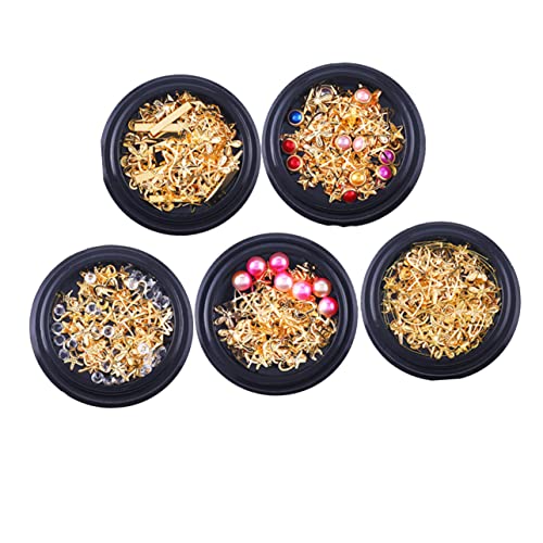 Healeved Nagelkunst-dekorationsset 5-teilig Stern- Und Maniküre-aufkleber Nagelschmuck-set Verleihen Sie Ihren Nägeln Glänzende Farben Zufälliger Stil von Healeved