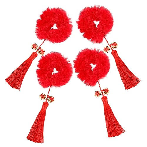Healeved 2paare Rote Quasten Haargummis Für Erwachsene Festliche Haaraccessoires Für Neujahr Und Besondere Anlässe Mädchen Haardekoration Für von Healeved